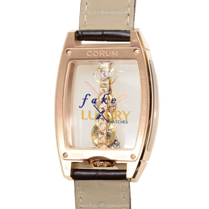 Corum 113.161.85-0002 0000 BRIDGE Rose Gold Manual Wind | 34mm | Transparent Skull Dial | Replica - Image 3