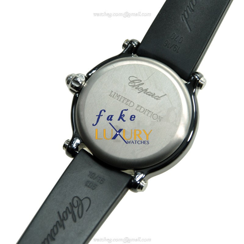 -288507-9008 - Chopard Happy Sport Quartz Stainless Steel Replica Watch - Black Dial & Rubber - Image 3