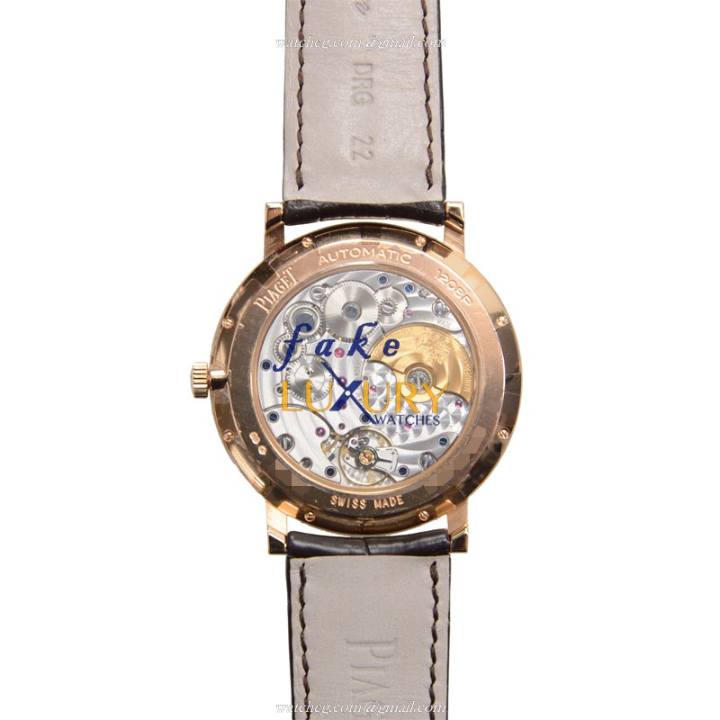 Piaget G0A37138 Altiplano Automatic 18kt Rose Gold Silver Dial Alligator Strap Replica Watch - Image 3