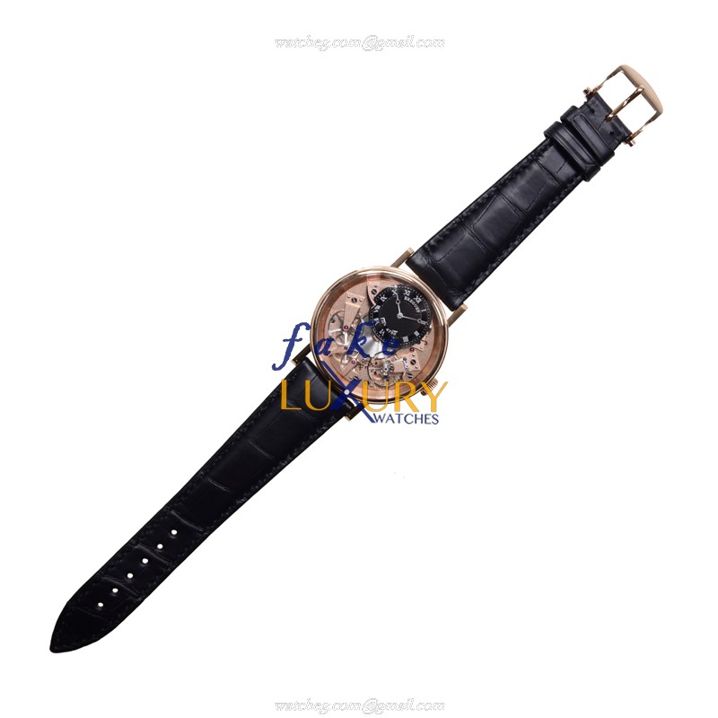 Breguet 7057BR/R9/9W6 Tradition Replica Watch, 18kt Rose Gold Case, Black Dial, Manual Wind - Image 2
