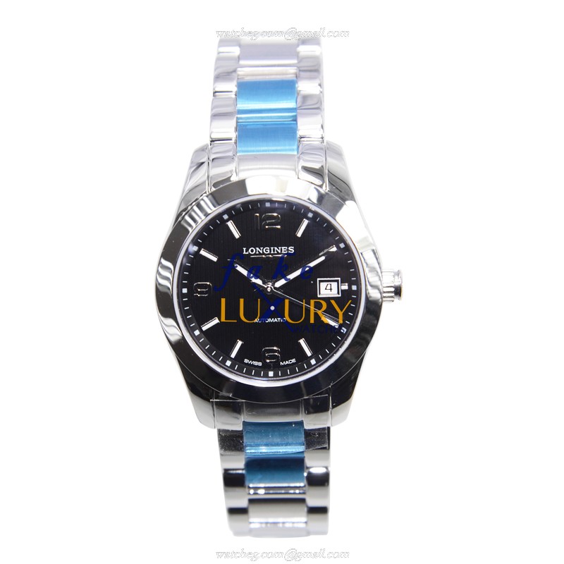 Longines L2.285.4.56.6 Automatic Stainless Steel Replica Watch - Swiss Movement, Black Dial, Silver - Image 2