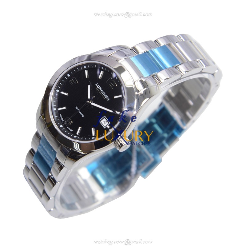 Longines L2.285.4.56.6 Automatic Stainless Steel Replica Watch - Swiss Movement, Black Dial, Silver - Image 3