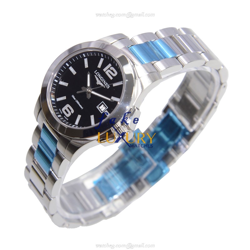 Longines Conquest L3.277.4.58.6 Replica Watch, Quartz Movement, Black Dial, Steel Bracelet - Image 3