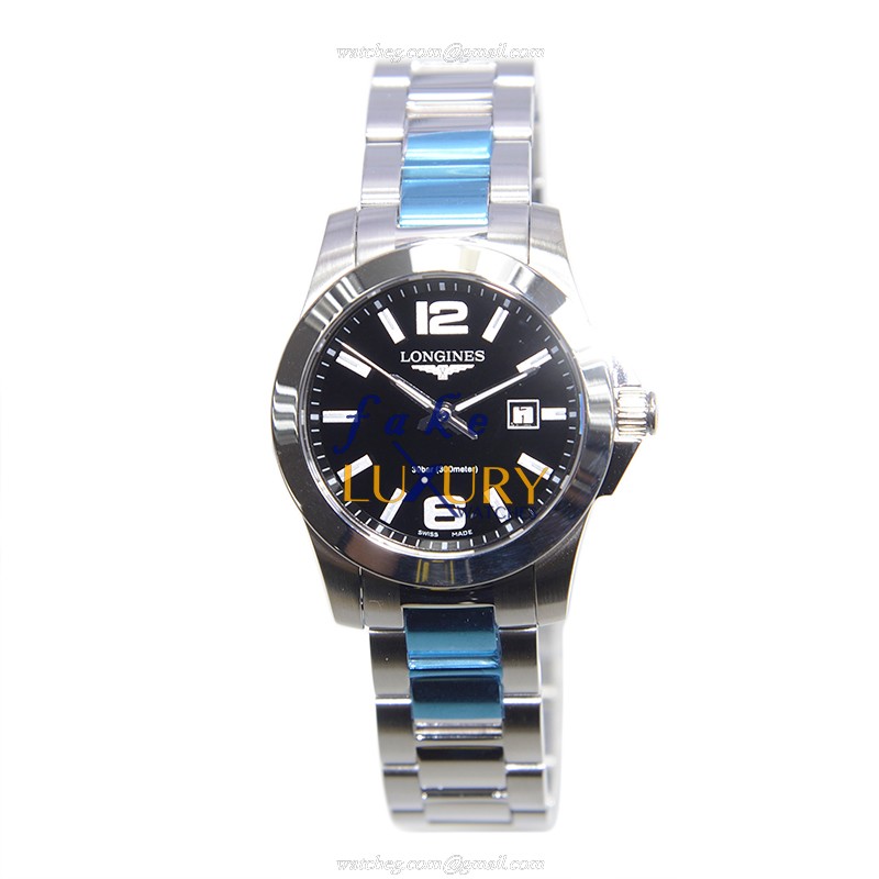 Longines Conquest L3.277.4.58.6 Replica Watch, Quartz Movement, Black Dial, Steel Bracelet - Image 2