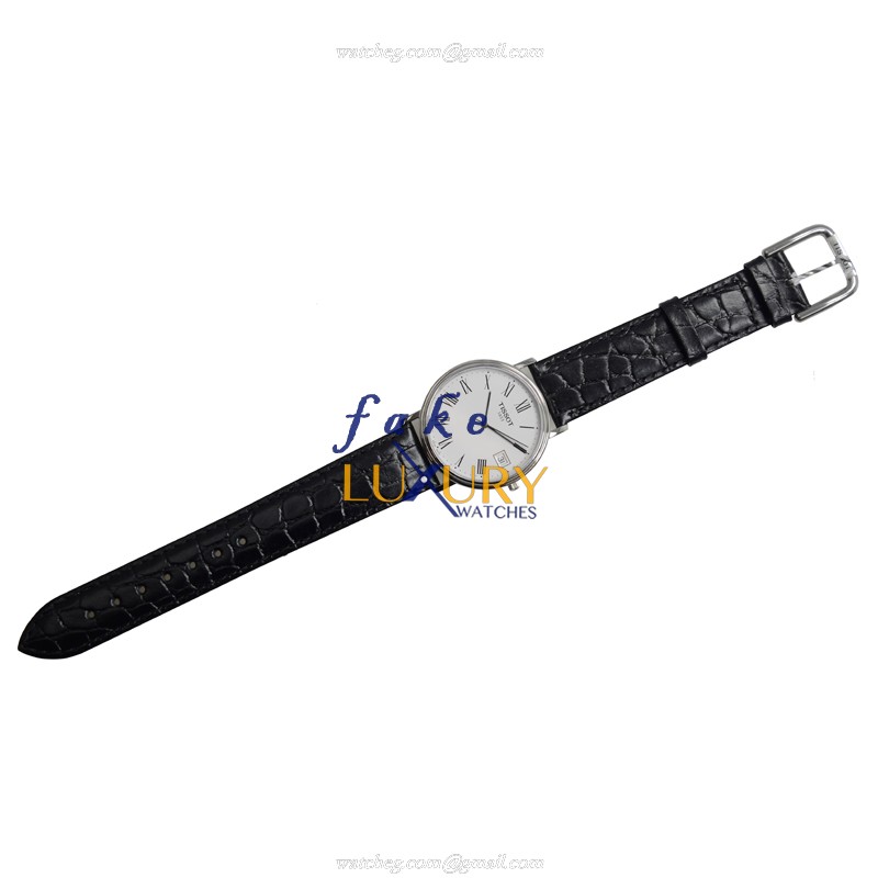 Tissot T52.1.421.13 Replica Watch, White Dial, Steel Case, Quartz Movement, Black Leather Strap - Image 2