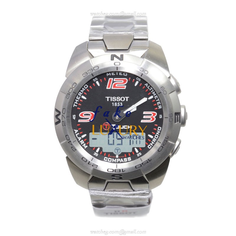 Tissot T013.420.11.057.00 Touch Collection Quartz Replica Watch Black Dial Steel Bracelet - Image 2