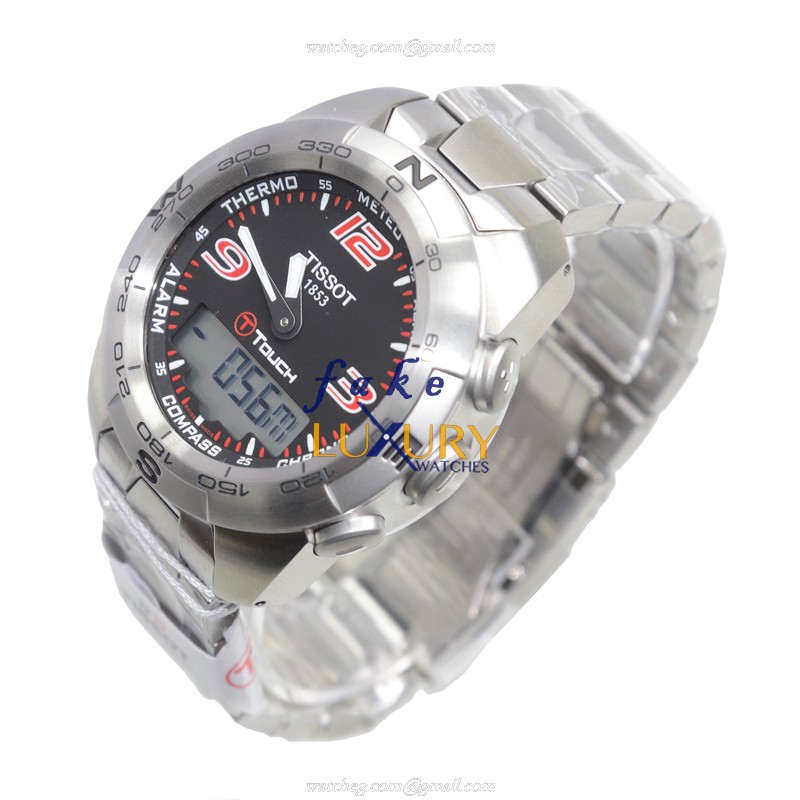 Tissot T013.420.11.057.00 Touch Collection Quartz Replica Watch Black Dial Steel Bracelet - Image 3