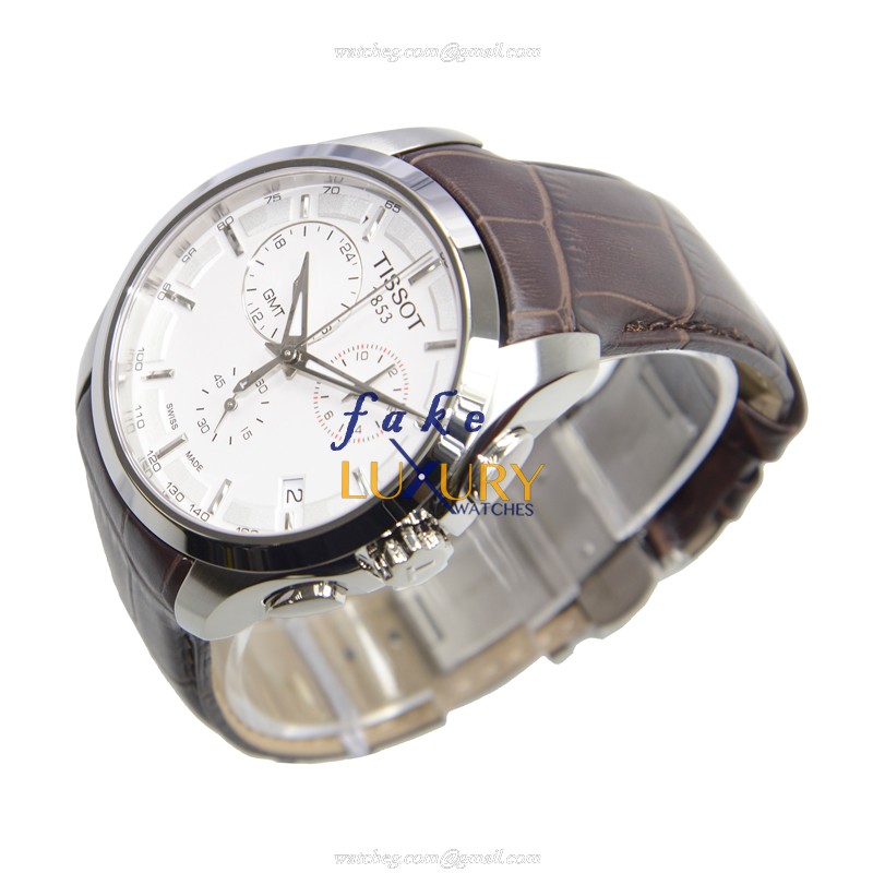 Tissot T-CLASSIC Replica Watch T035.439.16.031.00 Quartz Steel Case Silver Dial Brown Leather Strap - Image 2