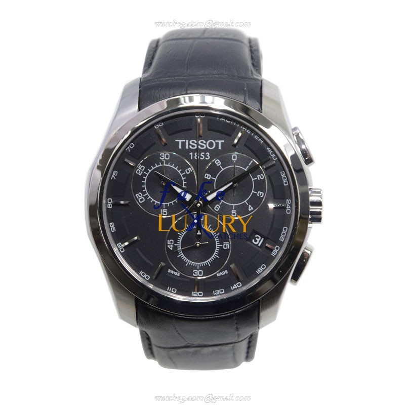Tissot T-CLASSIC T035.617.16.051.00 Quartz Stainless Steel Black Dial Leather Replica Watch - Image 2