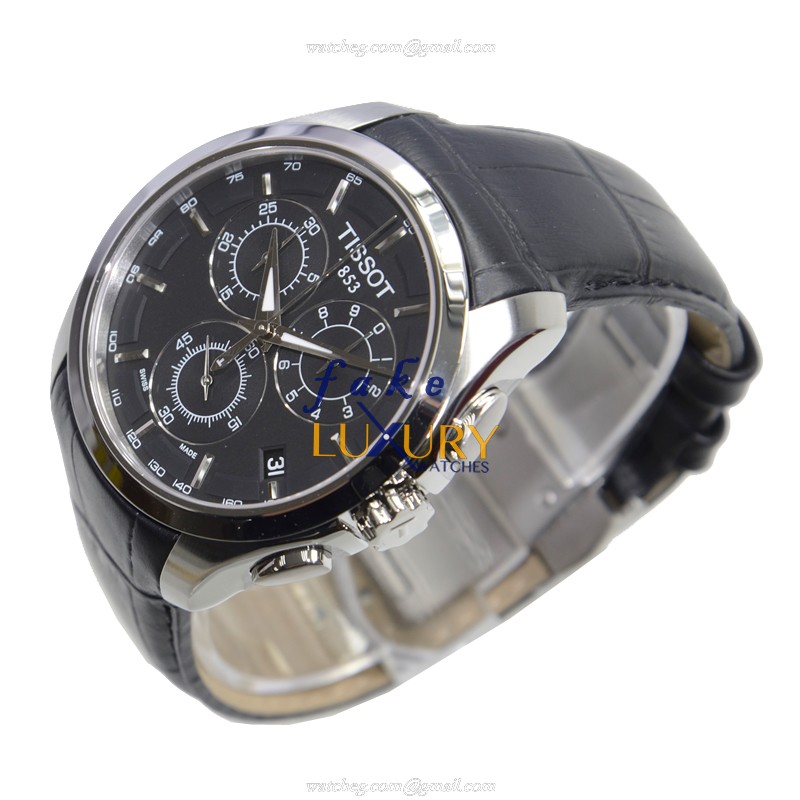 Tissot T-CLASSIC T035.617.16.051.00 Quartz Stainless Steel Black Dial Leather Replica Watch - Image 3