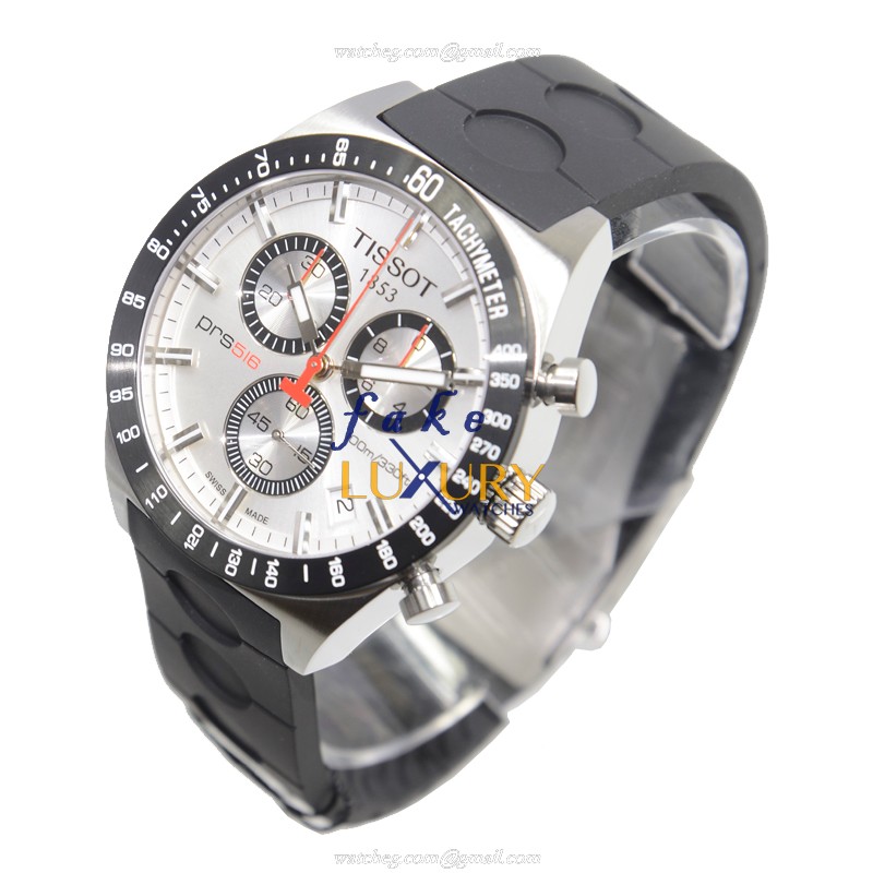Tissot T044.417.27.031.00 Replica Watch, Silver Dial, Steel Case, Quartz Movement, Black Rubber - Image 3