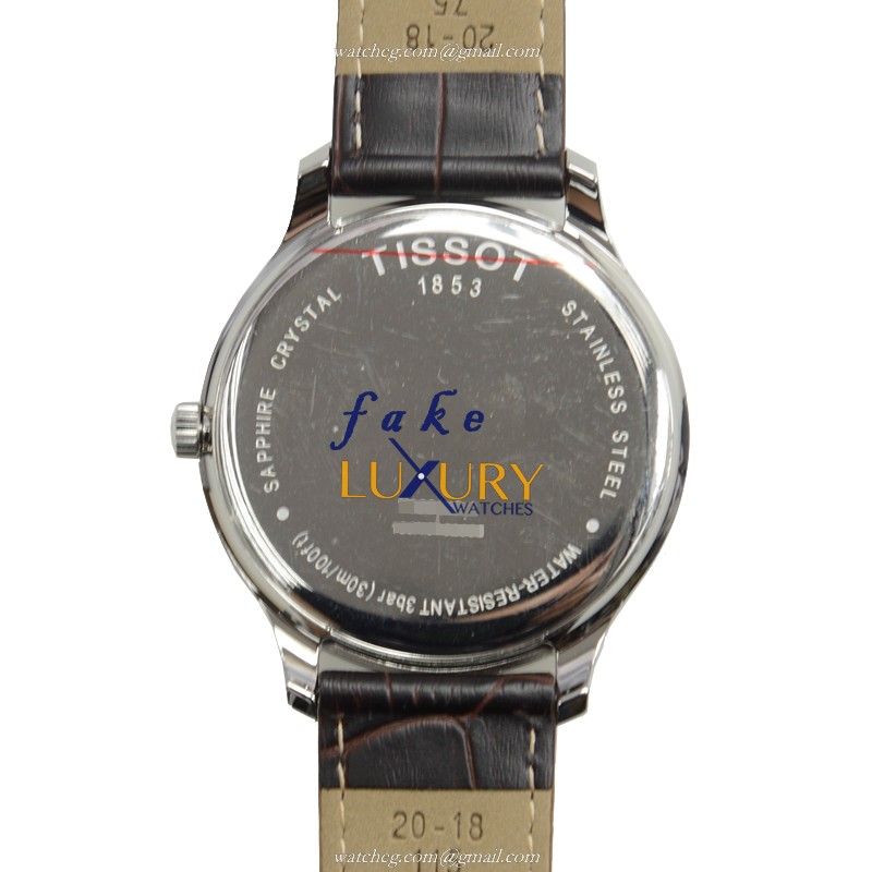 Tissot T063.610.16.037.00 Replica Watch, Quartz, Silver Dial, Steel Case, Brown Leather Strap - Image 3