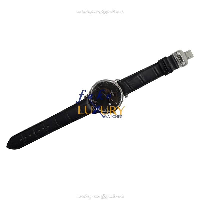 Tissot T-CLASSIC T063.610.16.052.00 Quartz Black Dial Leather Strap Replica Watch - Image 2