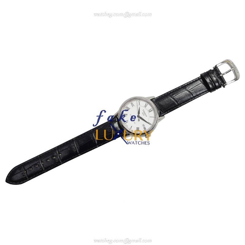 Tissot T085.407.16.013.00 T-Classic Replica Watch, White Dial, Black Leather Strap, Automatic - Image 2