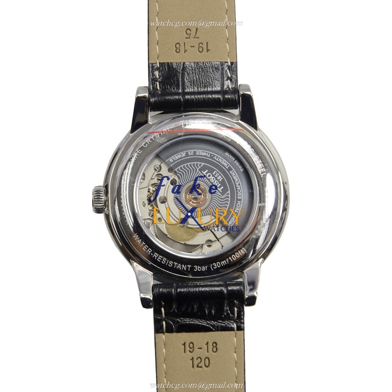 Tissot T085.407.16.013.00 T-Classic Replica Watch, White Dial, Black Leather Strap, Automatic - Image 3