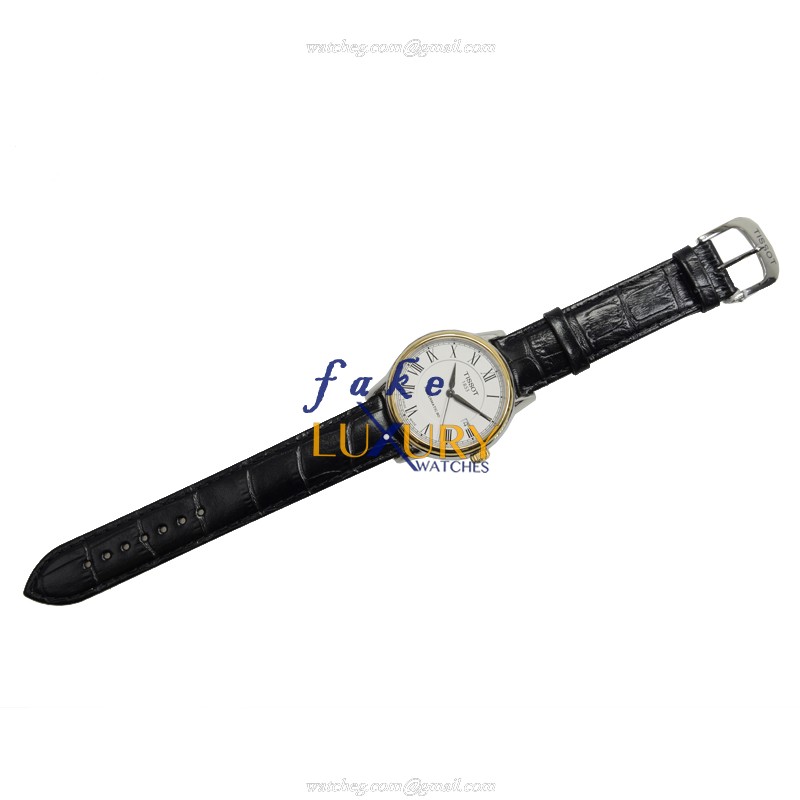 Tissot T085.407.26.013.00 Replica Watch, Automatic Movement, White Dial, Black Leather Strap - Image 2