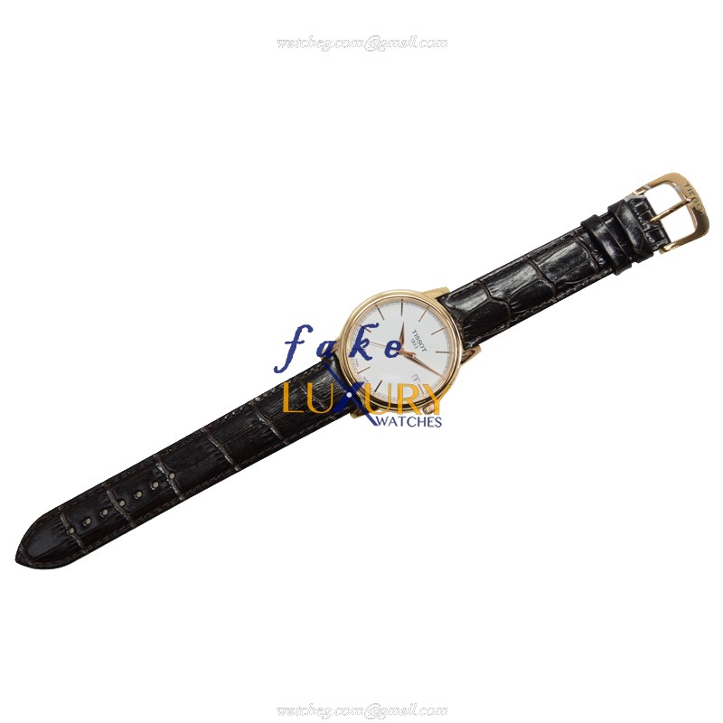 Tissot T085.410.36.011.00 T-Classic Quartz Stainless Steel White Dial Brown Leather Replica Watch - Image 2