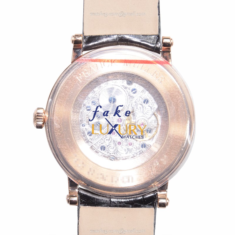 Franck Muller Liberty 7421 B S6 D CD 5N Automatic 18kt Rose Gold Diamonds Gold Dial Replica Watch - Image 3