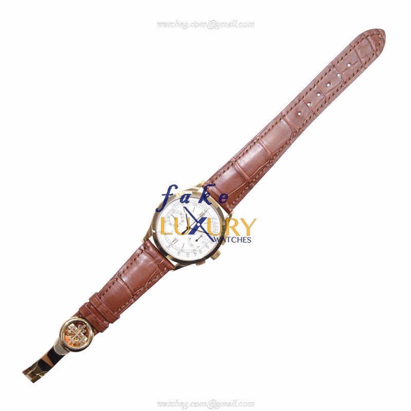 Patek Philippe 5170J-001 Replica Watch, Manual Wind, White Dial, 18kt Yellow Gold Case, Brown - Image 2