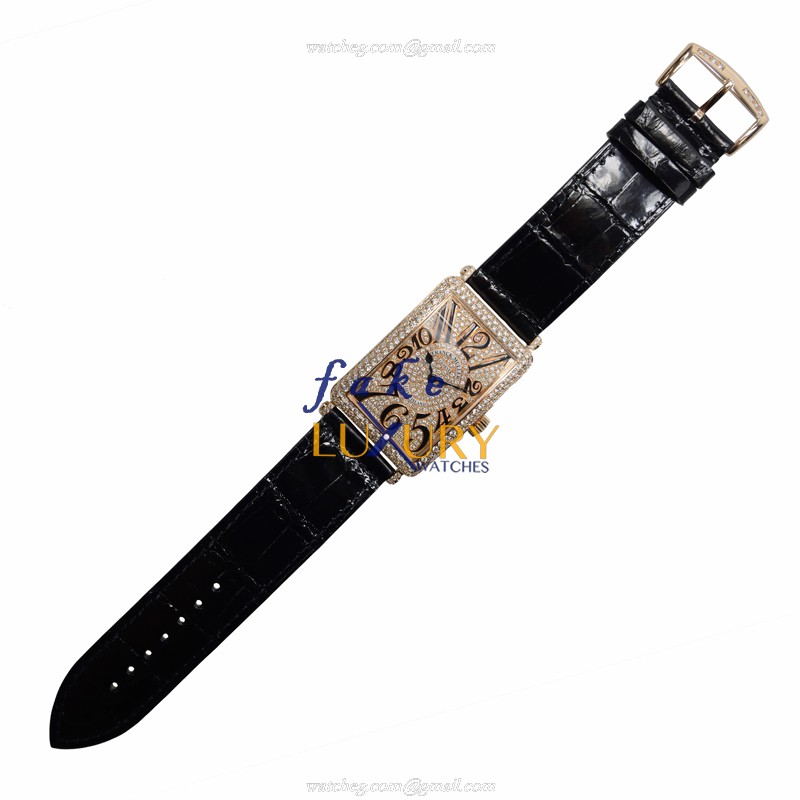 Franck Muller 1002QZDCD5N LONG ISLAND Quartz 18kt Rose Gold & Diamonds Replica Watch - Image 2