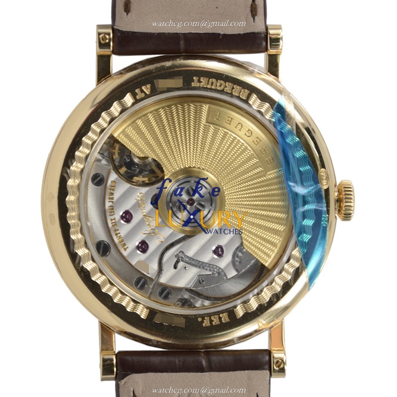 Breguet 5177BA/29/9V6 Replica Watch, Automatic, White Dial, 18kt Yellow Gold Case, Brown Alligator - Image 3