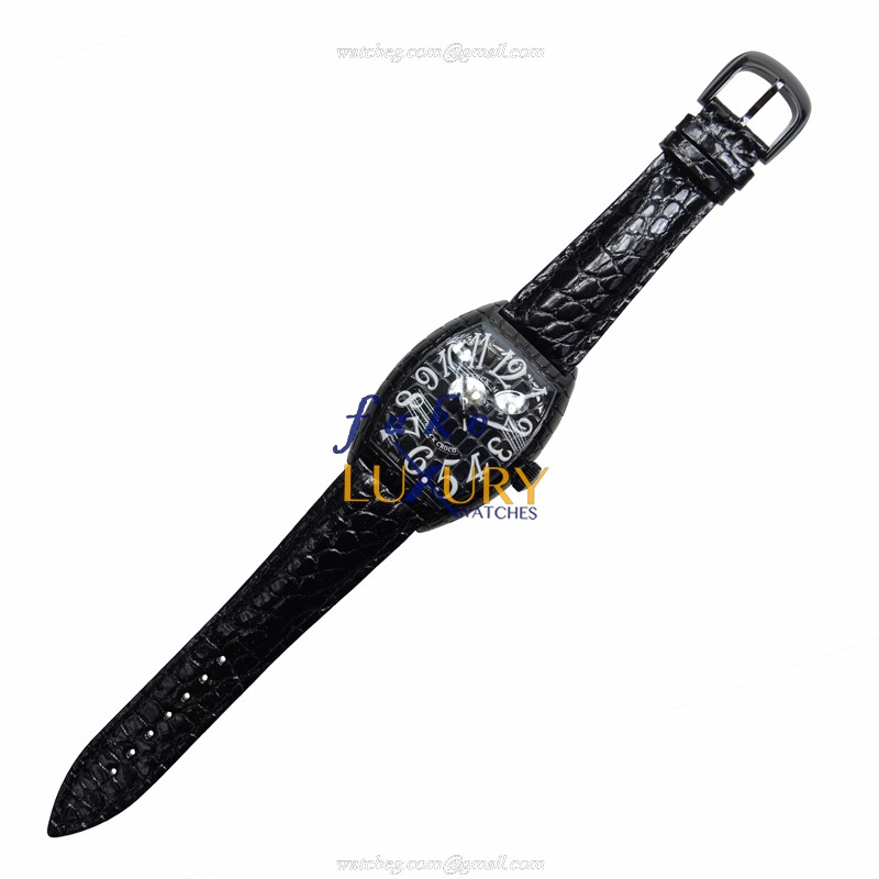 Franck Muller 8880 SC BLK CRO AC Automatic Black Dial Stainless Steel Leather Replica Watch - Image 2
