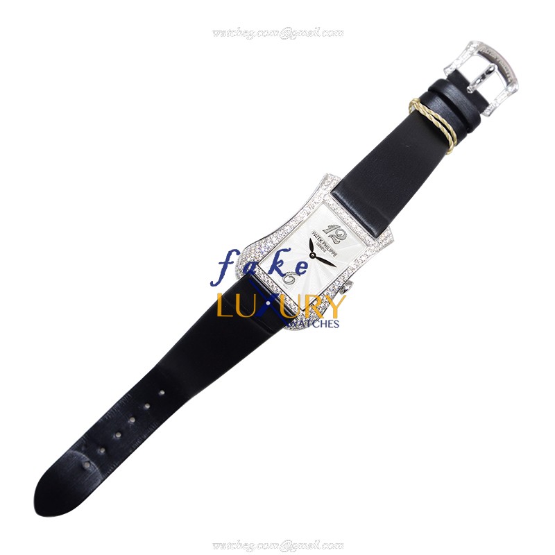 Patek Philippe Gondolo 4973G-001 Quartz 18kt White Gold Diamond Silver Dial Replica Watch - Image 2