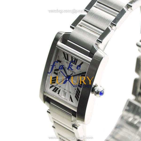 Cartier W51002Q3 TANK Automatic Stainless Steel Replica Watch, Swiss Movement, Silver Dial & Strap - Image 2