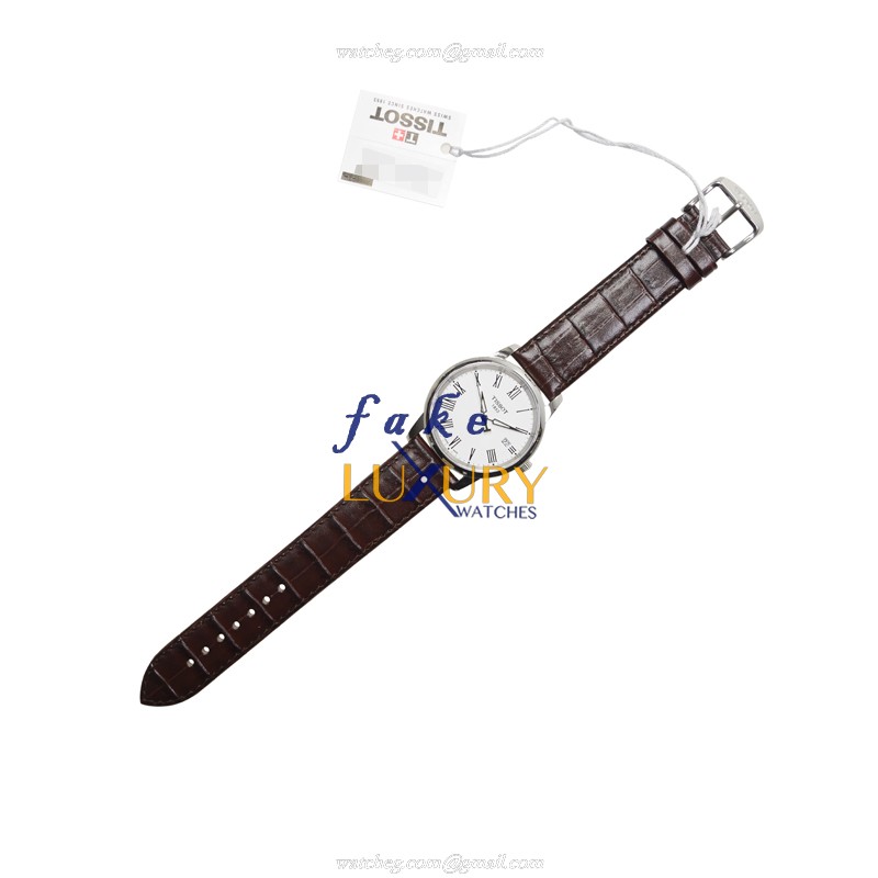 Tissot T033.410.16.013.01 | T-Classic Quartz White Dial Leather Brown Strap Replica Watch - Image 2