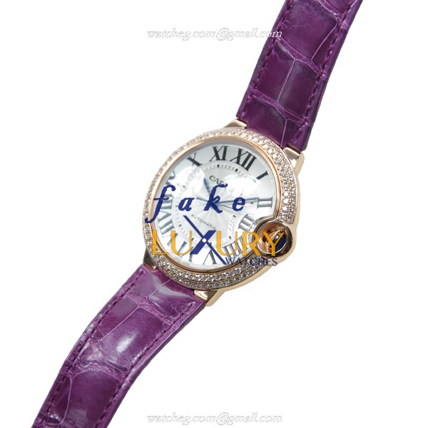 Cartier WE900551 BALLON BLEU AUTO 18kt Rose Gold Diamond Case Replica Watch - Image 3