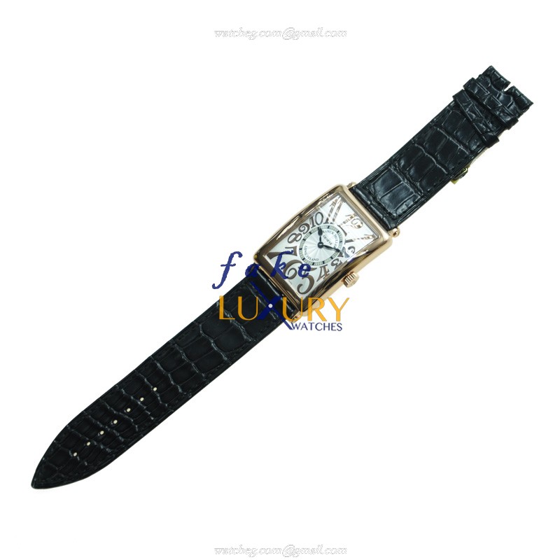 Franck Muller 1002 QZ REL 5N LONG ISLAND Quartz 18kt Rose Gold | 30.5mm Case | Silver Dial | Black - Image 2