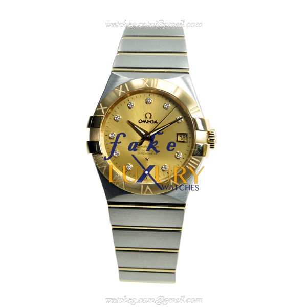 Omega 123.20.35.20.58.001 CONSTELLATION Auto 18kt Gold/Steel Watch | 35mm | Swiss | Sapphire | Gold - Image 2