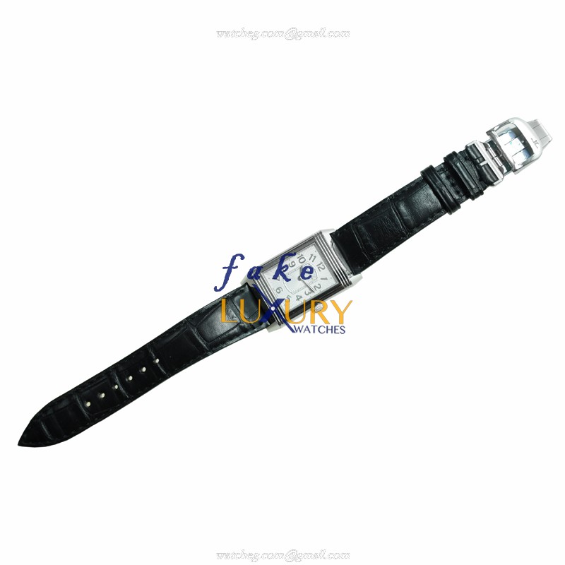 Jaeger-Lecoultre Q3208422 REVERSO Quartz Stainless Steel Watch, Silver Dial, Black Alligator Strap - Image 2