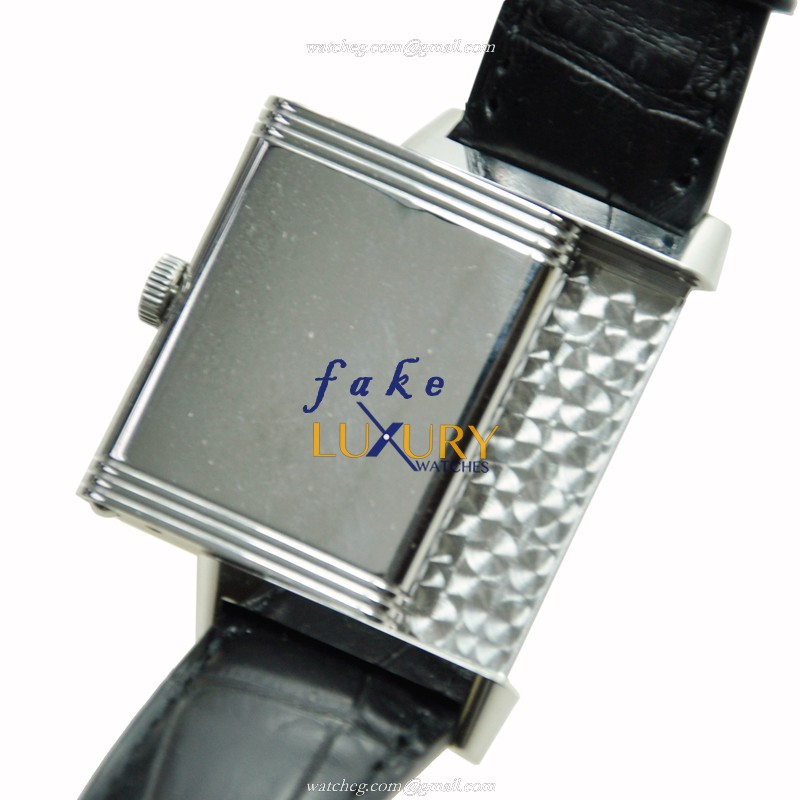 Jaeger-Lecoultre Q3208422 REVERSO Quartz Stainless Steel Watch, Silver Dial, Black Alligator Strap - Image 4