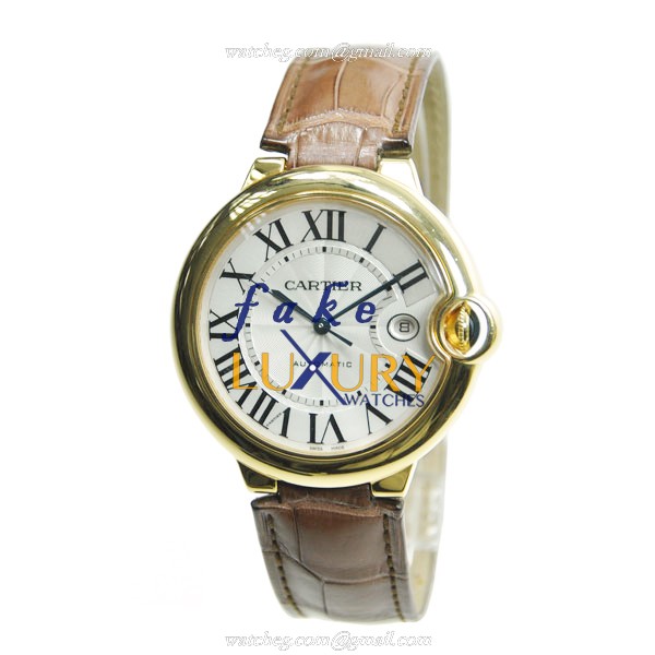 Cartier W6900551 BALLON BLEU Auto 18kt Gold Replica Watch, Swiss Movement, Brown Alligator Strap - Image 2