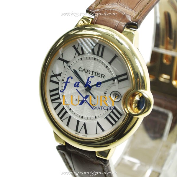 Cartier W6900551 BALLON BLEU Auto 18kt Gold Replica Watch, Swiss Movement, Brown Alligator Strap - Image 3