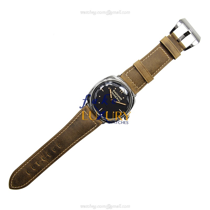 Panerai Radiomir PAM00425 Manual Wind Stainless Steel Black Dial Brown Cowhide Strap Replica Watch - Image 2