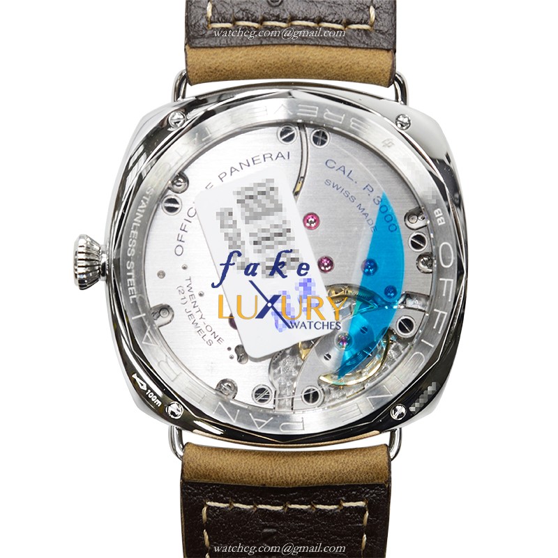 Panerai Radiomir PAM00425 Manual Wind Stainless Steel Black Dial Brown Cowhide Strap Replica Watch - Image 3