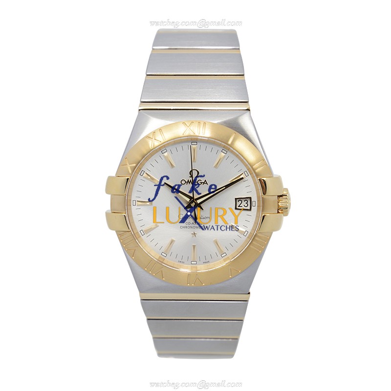 Omega 123.20.35.20.02.002 Automatic 18kt Gold & Steel Replica Watch, Silver Dial, Sapphire Crystal - Image 2