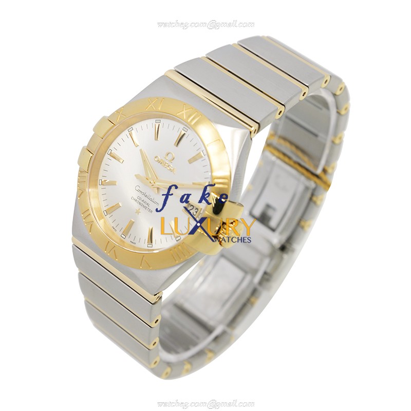 Omega 123.20.35.20.02.002 Automatic 18kt Gold & Steel Replica Watch, Silver Dial, Sapphire Crystal - Image 3