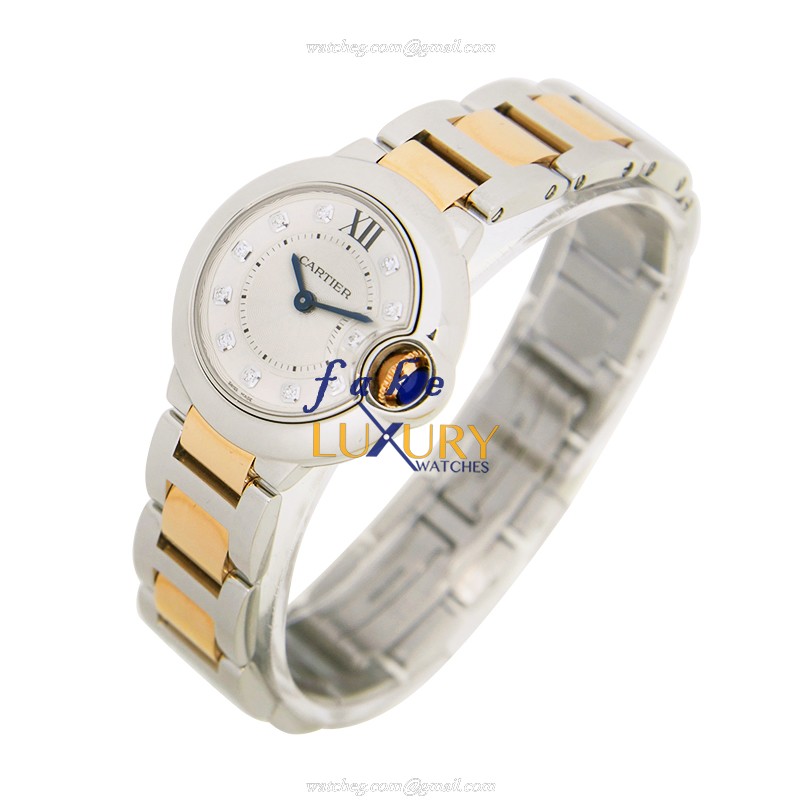 Cartier Ballon Bleu Quartz Replica Watch, Model: WE902030, Swiss Movement, Silver Dial, Steel Case - Image 3
