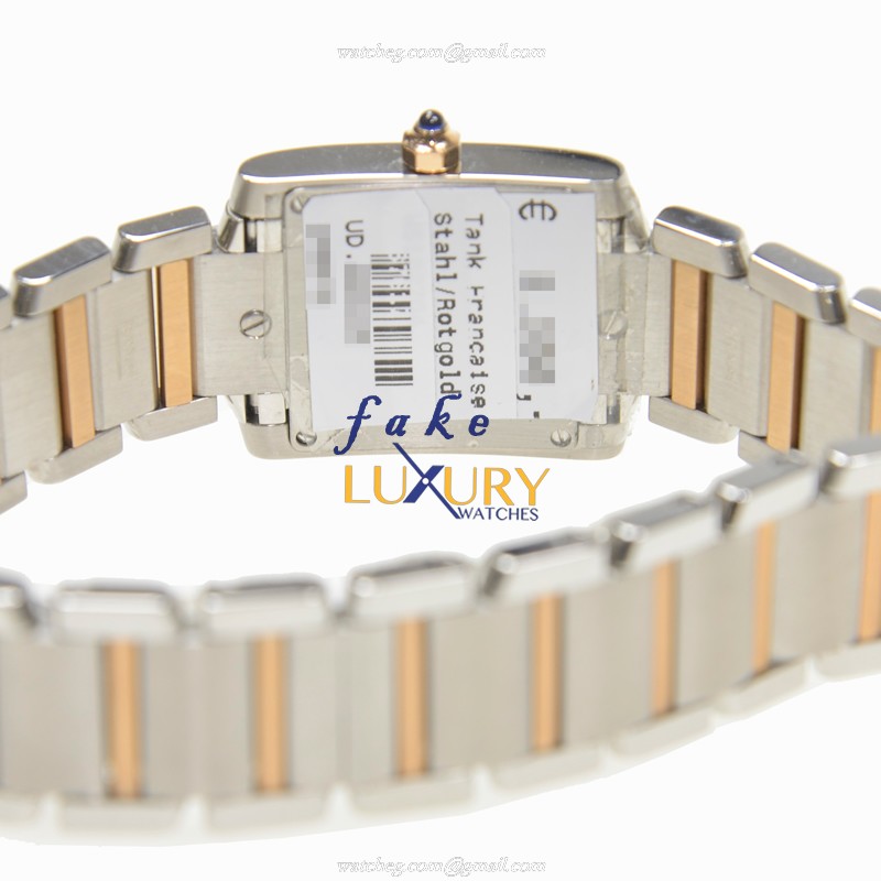 Cartier W51027Q4 Quartz Tank Stainless Steel Automatic Replica Watch | Pink Dial | Gold & Steel - Image 4