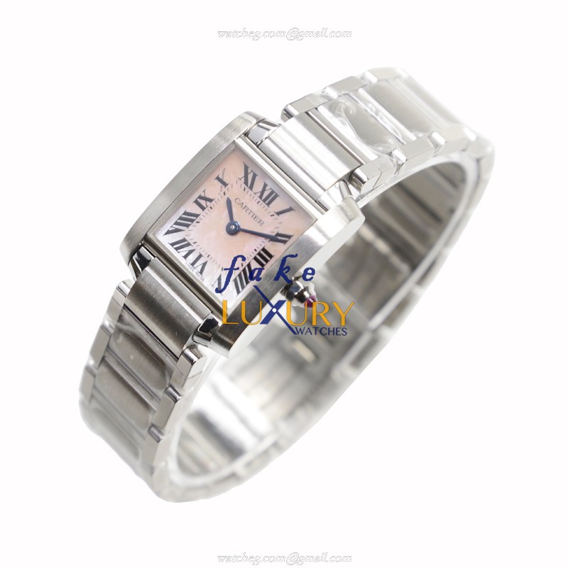 Cartier W51028Q3 TANK Quartz Stainless Steel Replica Watch - Pink Dial, Silver Case, Swiss Movement - Image 3