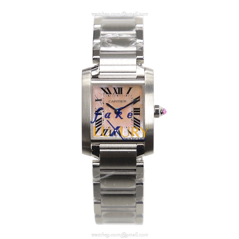 Cartier W51028Q3 TANK Quartz Stainless Steel Replica Watch - Pink Dial, Silver Case, Swiss Movement - Image 2