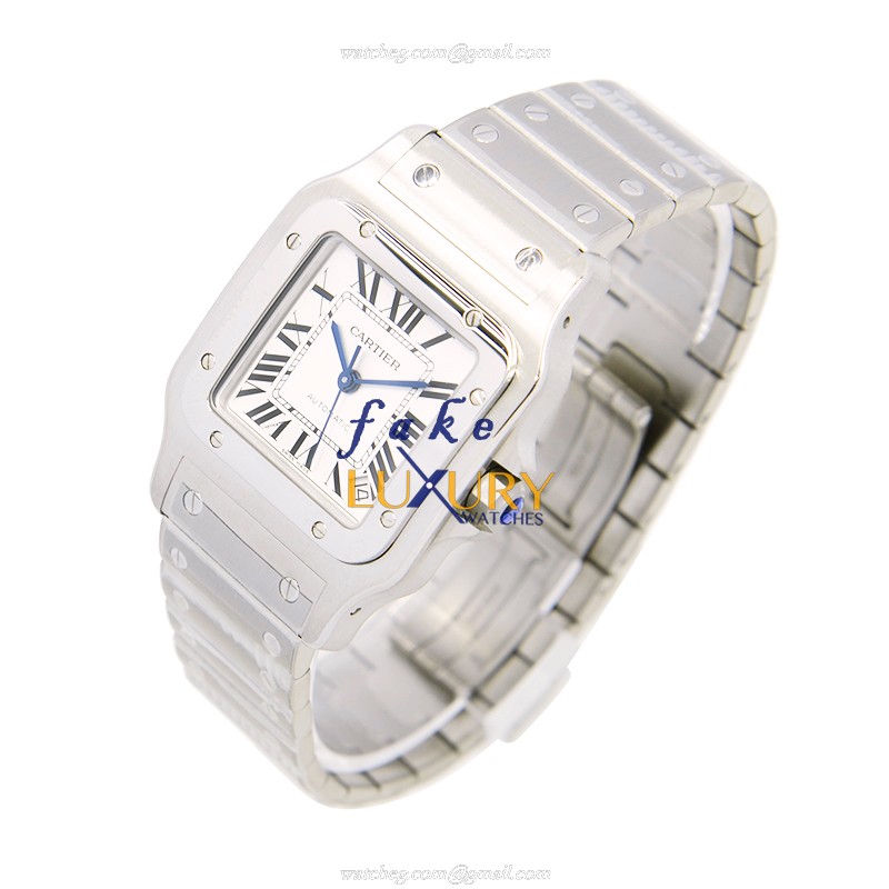 Cartier W20098D6 Santos Automatic Stainless Steel Replica Watch - White Dial, Silver Case - Image 3