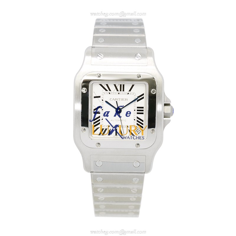 Cartier W20098D6 Santos Automatic Stainless Steel Replica Watch - White Dial, Silver Case - Image 2