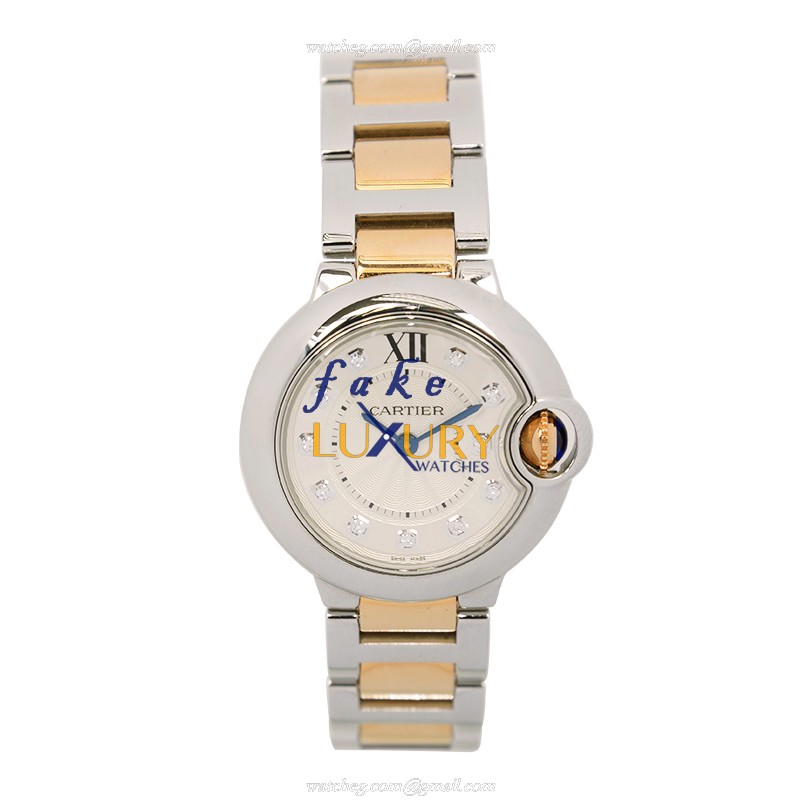 Cartier Ballon Bleu Quartz Replica Watch, Model: WE902030, Swiss Movement, Silver Dial, Steel Case - Image 2