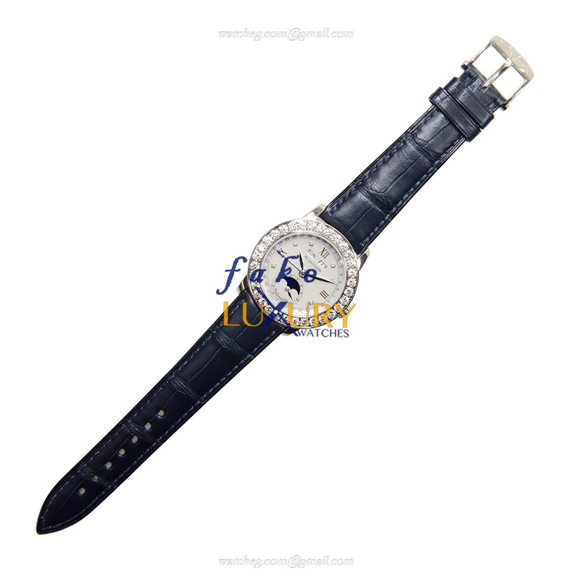 Blancpain Leman 2360-1991A-55A - Replica Watch - Automatic - 18kt White Gold Diamond - Blue - Image 2