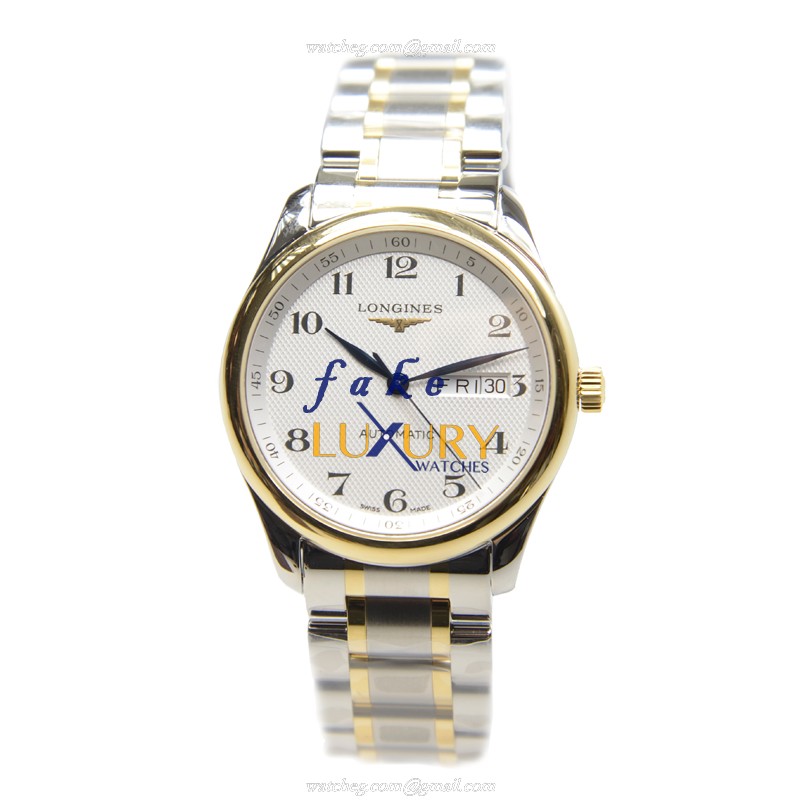 Longines L2.755.5.78.7 Master Replica Watch With Automatic Movement, 18kt Gold & Steel Case, White - Image 2