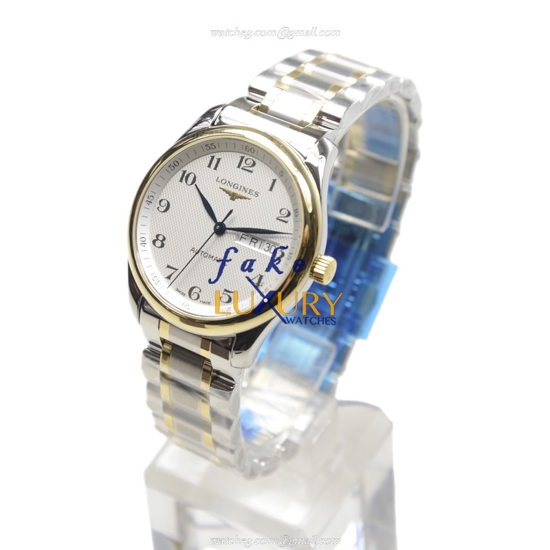 Longines L2.755.5.78.7 Master Replica Watch With Automatic Movement, 18kt Gold & Steel Case, White - Image 3